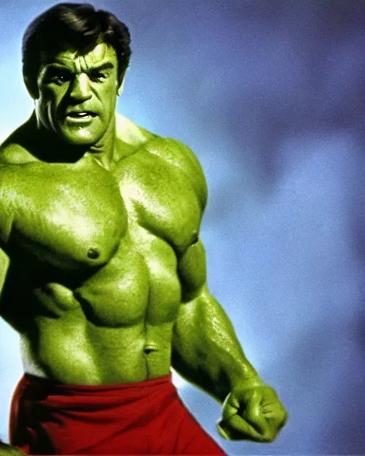 Prompt: sean connery as the incredible hulk, dynamic lighting, ultra detailed