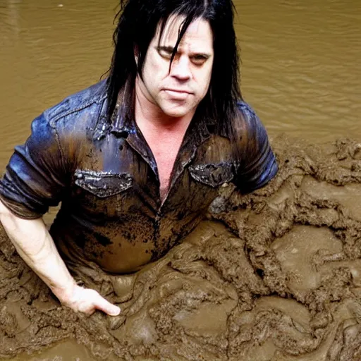 Image similar to glenn danzig playing in mud,