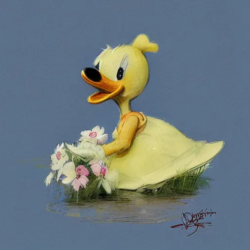 Prompt: daisy duck, by jean - baptiste monge