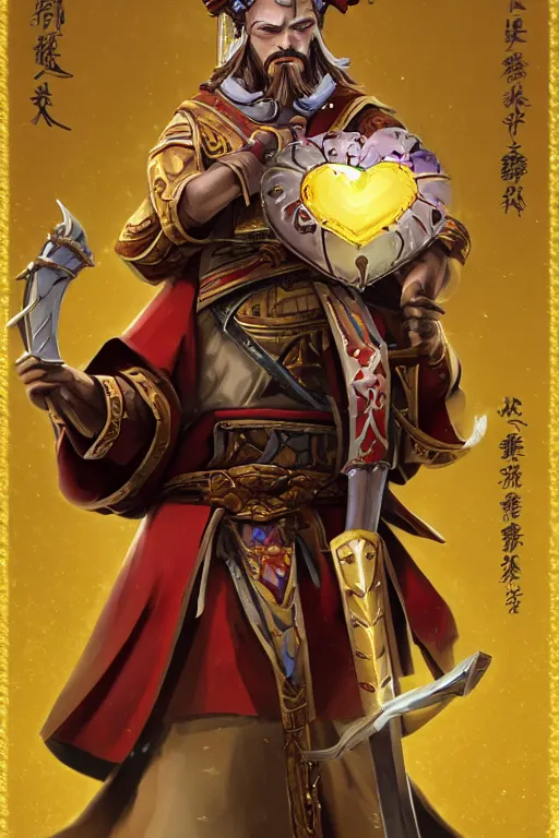 Image similar to A card with description and status of samurai Jesus Christ as a DOTA 2 character holding a Sacred Heart armor and katana, card game, card, trade card game, Artifact Dota2, by Stanley Artgerm Lau, WLOP, Rossdraws, James Jean, Andrei Riabovitchev, Marc Simonetti, Yoshitaka Amano, ArtStation, CGSociety,