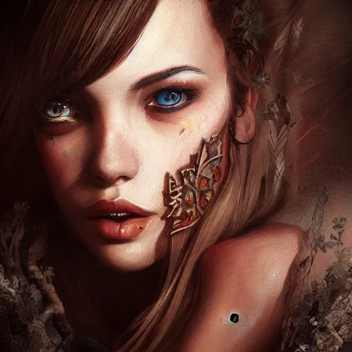 Image similar to Young Romanian woman, high resolution fantasy concept art, realistic, intricate details, soft lighting