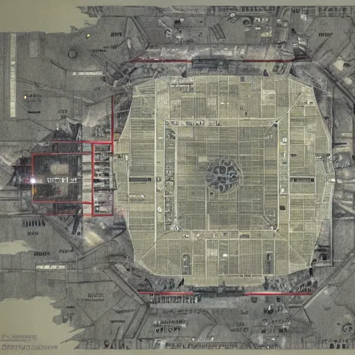 Image similar to a battle map of the pentagon by Greg Rutkowski by James Gurney