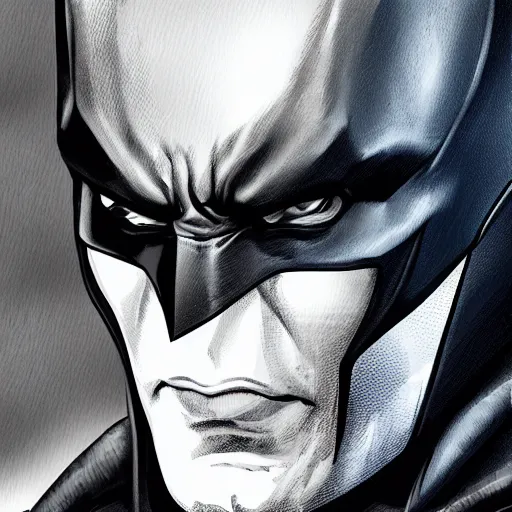 Image similar to a detailed portrait of batman, art illustration, incredibly highly detailed and realistic, 8 k, sharp focus