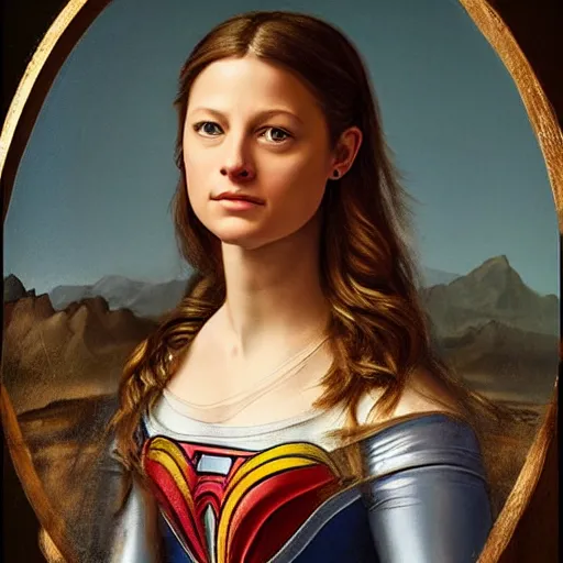 Prompt: a striking hyper real painting of Melissa Benoist by da Vinci.