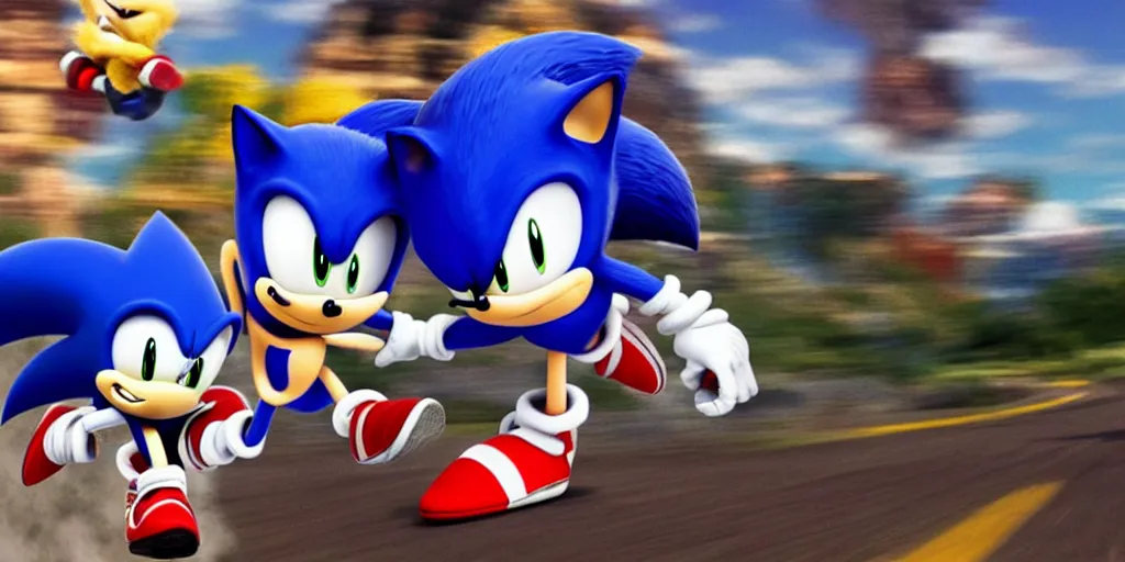 Image similar to sonic the hedgehog going faster than the speed of sound