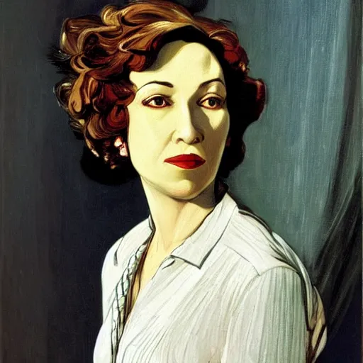 Prompt: portrait of write clarice lispector, by j. c. leyendecker