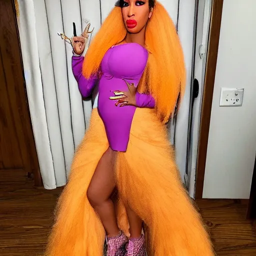 Prompt: a full body image of a hybrid between cardi b and nicki minaj