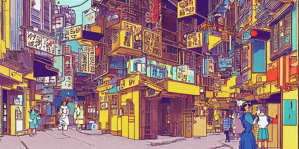 Image similar to golden gai alley, pixel art, sprite, vaporwave nostalgia, directed by beat takeshi, visual novel cg, 8 0 s anime vibe, kimagure orange road, maison ikkoku, sketch by osamu tezuka, directed by makoto shinkai and beat takeshi