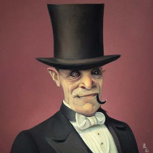 Prompt: “a crocodile wearing a top hat and monocle, dapper, highly detailed, oil on canvas”