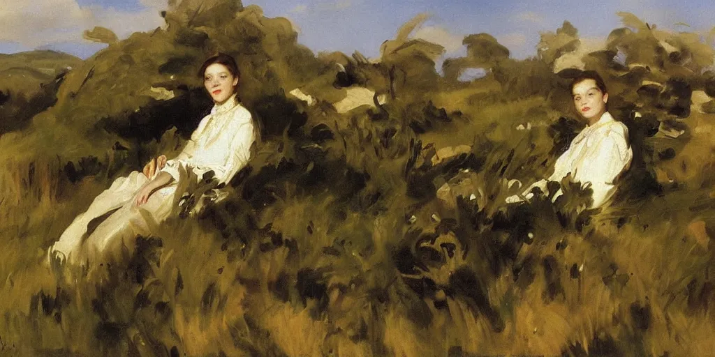 Image similar to artwork by eugene von guerard, john singer sargent