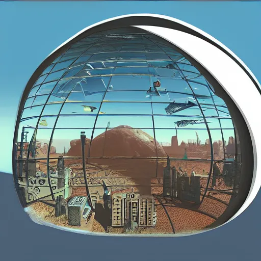 Image similar to a solarpunk domed city on mars