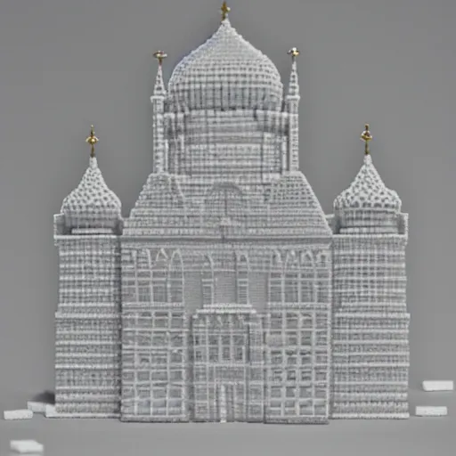 Image similar to kremlin made of sugar cubes. 40mm lens realistic photo shot