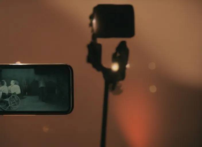 Prompt: photo still of an iphone in a film from 1 9 2 0, 8 k, studio lighting bright ambient lighting key light, 8 5 mm f 1. 8