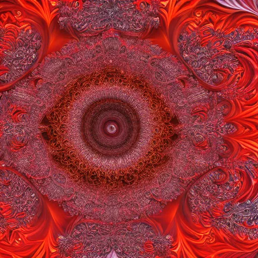 Image similar to Red Fractals , hd, intricate, hyper detailed, award winning, beautiful, 8k, digital art