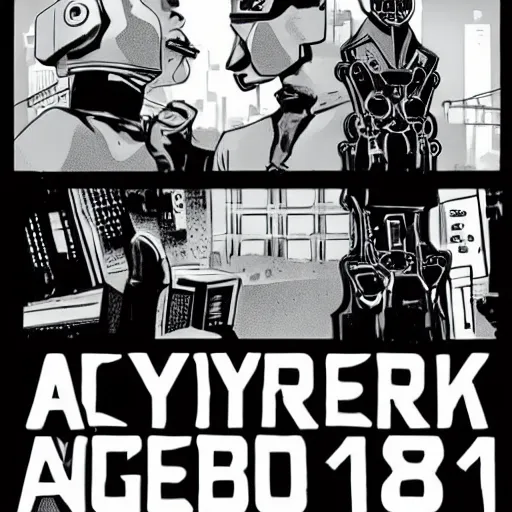 Image similar to a cyberpunk noir of gay robots 1885