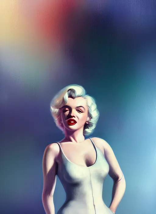 Image similar to marilyn monroe detailed full clothing, half body shot, arms down, path traced, highly detailed, high quality, digital painting, alena aenami, arnold bocklin, tom bagshaw