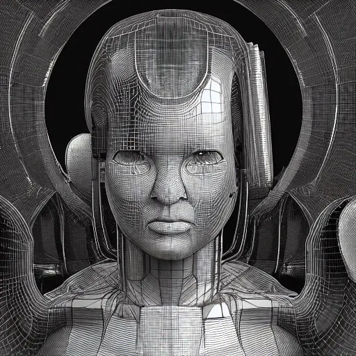 Prompt: 3 d chromium and graphite render of a cyborg machina - nymphette, portrait by tony diterlizzi and h. r giger, ilford hp 5, 5 5 mm, hyper realistic, hyper - mechanistic by artgerm, gustav dore, peter mohrbacher, gothcore, disturbia, joseph christian leyendecker