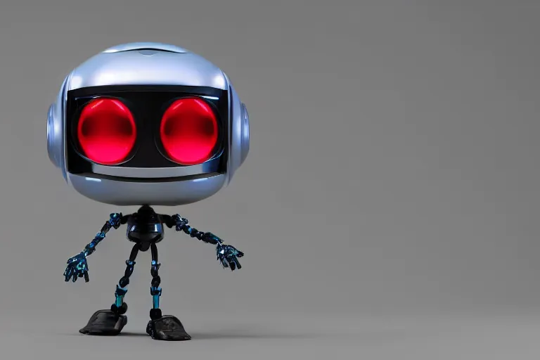 Image similar to Anime cute robot designed by Pixar, XF IQ4, 150MP, 50mm, f/1.4, ISO 200, 1/160s, natural light, Adobe Photoshop, Adobe Lightroom, DxO Photolab, Corel PaintShop Pro, rule of thirds, symmetrical balance, depth layering, polarizing filter, Sense of Depth, AI enhanced