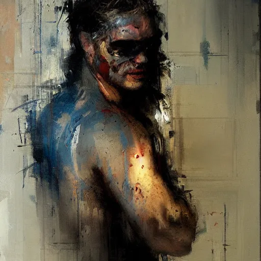 Image similar to face protrait of aqua man,, jeremy mann painting