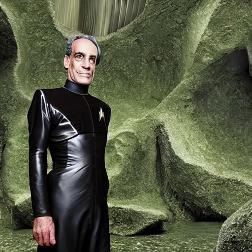 Image similar to a portrait of dr. julian bashir from star trek : deep space 9 with background scenery by juergen teller, iris van herpen