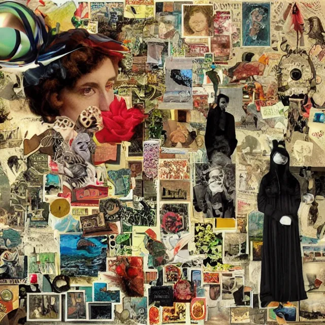 Image similar to very beautiful surrealist collage art