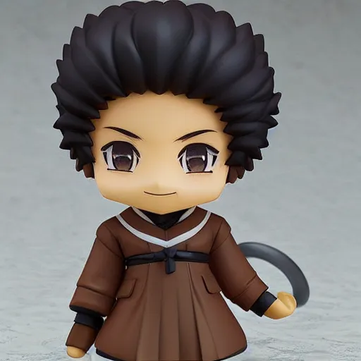 Prompt: cutest cute nendoroid afrosamurai. chibi anime nendoroid. cute. yasuke. brown skinned.