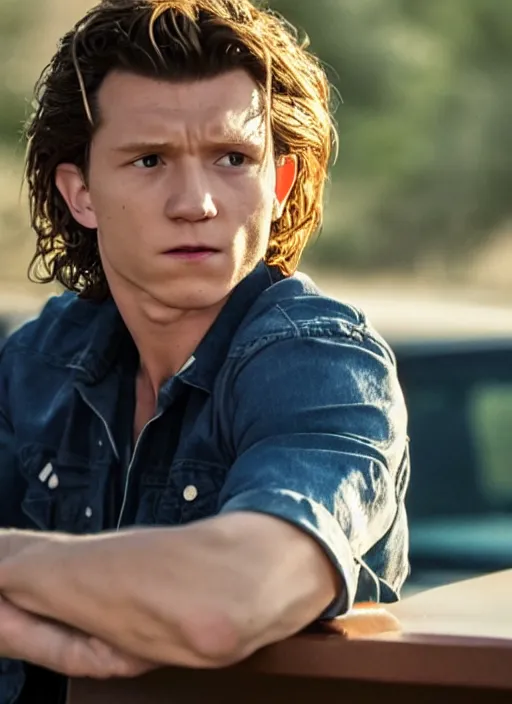 Prompt: film still of Tom Holland as Martin Riggs in Lethal Weapon, 4k