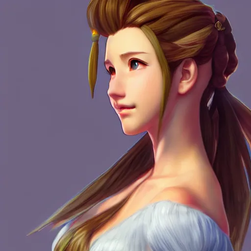 Image similar to aerith gainsborough by nick silva, ja mong, digital, trending artstation