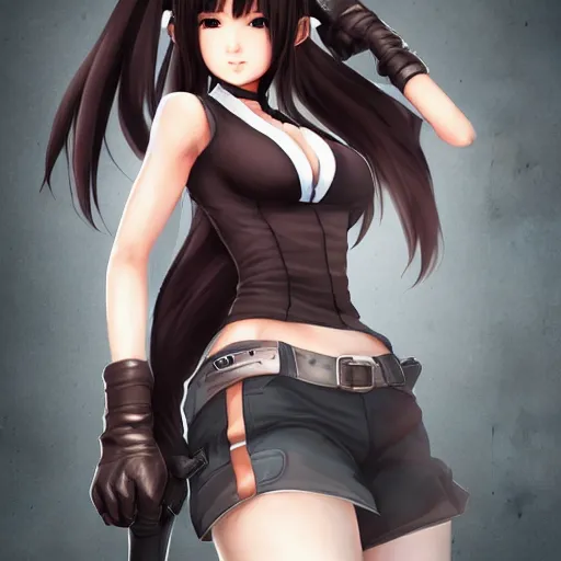 Image similar to head and shoudlers of tifa lockhart by WLOP, rossdraws, Logan Cure, Mingchen Shen, BangkuART, sakimichan, yan gisuka, JeonSeok Lee, zeronis, Chengwei Pan on artstation