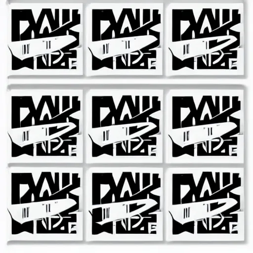 Image similar to black on white nike graphic design stickers in style of david rudnick, eric hu, y 2 k, brutalism