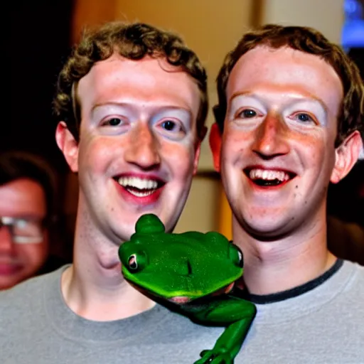 Image similar to mark zuckerberg holding a frog