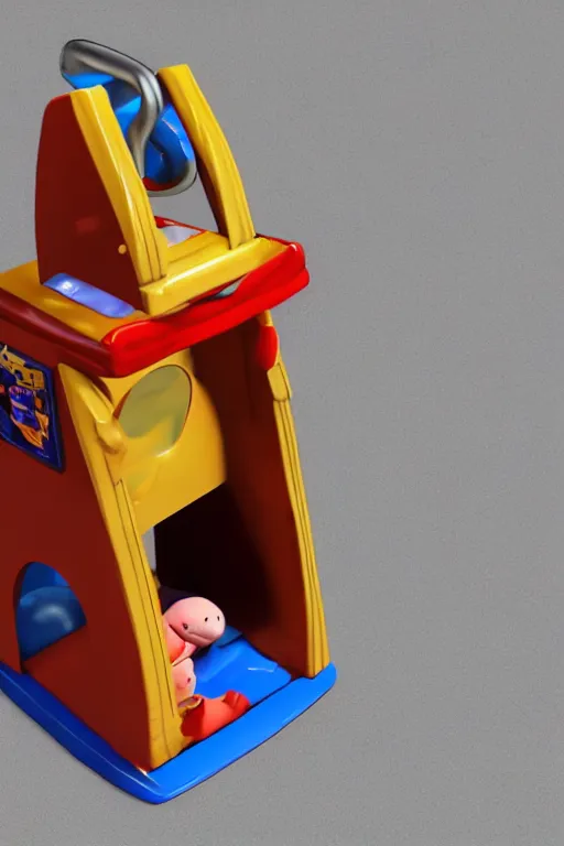 Image similar to A Fisher-Price guillotine toy, unreal engine 5 render, guillotine