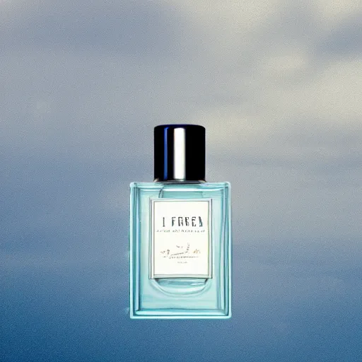 Prompt: perfume in a bird's nest overlooking paris eiffel tower, light pastel blue sky and clouds in the background, softly - lit, soft - warm, zen, light, modern minimalist f 2 0 clean