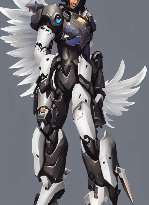 Prompt: concept art of a angel overwatch character