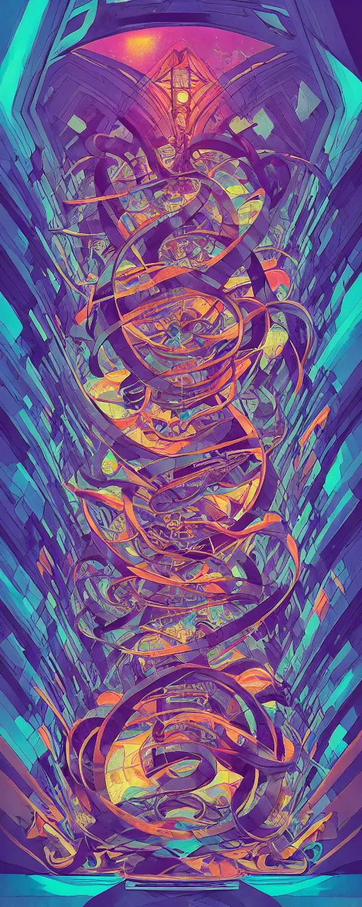 Image similar to arcane twisted turn of fate abstraction, centered award winning ink pen illustration, isometric abstract illustration by dan mumford, edited by craola, technical drawing by beeple and tooth wu, tiny details by artgerm and watercolor girl, symmetrically isometrically centered