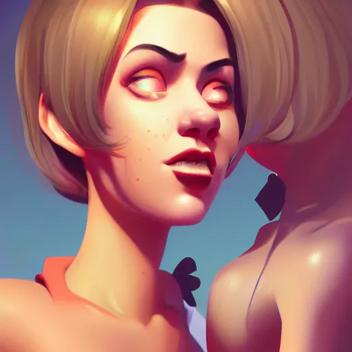 Image similar to digital painting of Hollywood Star caricature horn slap head beautiful face, illustration, global illumination lighting, lois van baarle, ilya kuvshinov, rossdraws, artstation GTA style