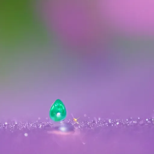 Prompt: dewdrop that shines calmly and falls like a tear of love