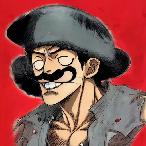 Image similar to [ luffy mustache ] ( by kim jung gi ) ( by george morikawa )