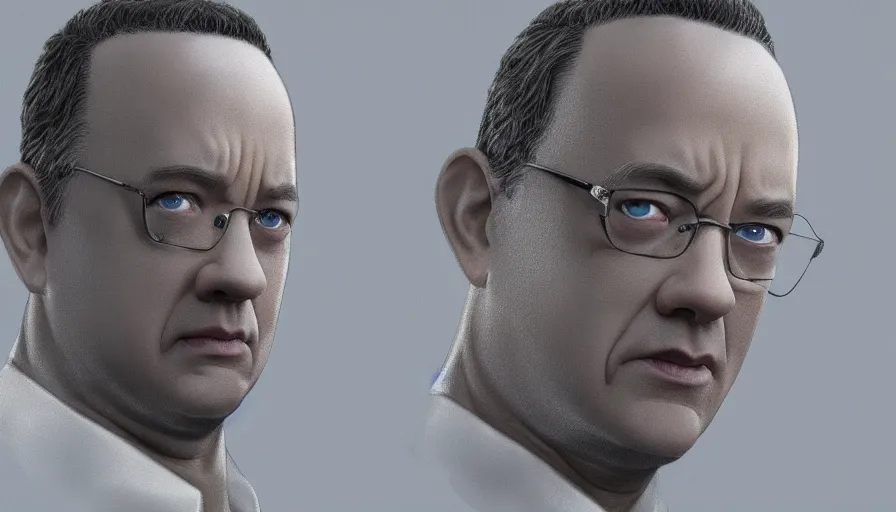 Image similar to Bald Tom Hanks, hyperdetailed, artstation, cgsociety, 8k