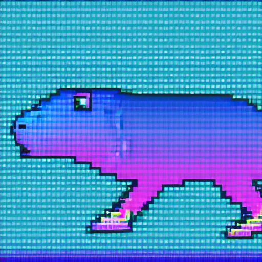 Image similar to Synthwave Capybara as a spritesheet