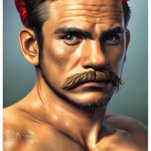 Prompt: Mario in real life, realistic, very realistic, hyperrealistic, highly detailed, very detailed, extremely detailed, detailed, digital art, oil painting, trending on artstation, headshot and bodyshot, detailed face, very detailed face, extremely detailed face, HD Quality, 8k resolution