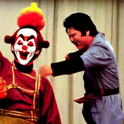 Jack Burton throwing a knife at a tall Chinese clown, | Stable ...