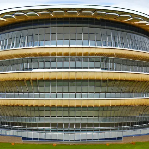 Image similar to Big atom research science buildings by Lloyd Dunn, retro futurism, high res, astonishing detail, smooth lines