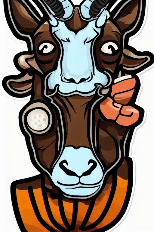 Image similar to Portrait of a drug dealer goat, sticker, andromorphic, colorful, illustration, highly detailed, simple, smooth and clean vector curves, no jagged lines, vector art, smooth
