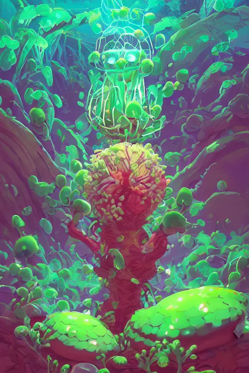 Image similar to roots cactus sushi cristal smurf ghost creature animal sushi cristal very big eye roots cactus elemental flush of force nature micro world fluo fishscale, behance hd by jesper ejsing, by rhads, makoto shinkai and lois van baarle, ilya kuvshinov, rossdraws radiating a glowing aura global illumination ray tracing hdr