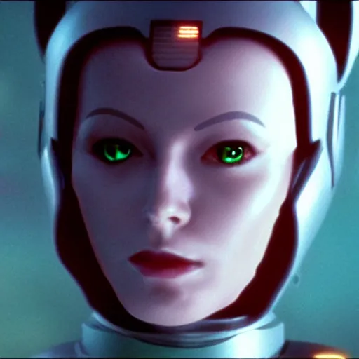 Image similar to portrait of female android, from a star trek movie