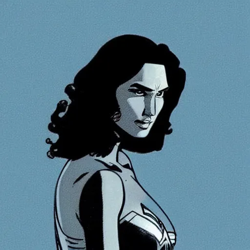 Image similar to “ gal gadot retro minimalist portrait by jean giraud, moebius starwatcher comic, 8 k ”