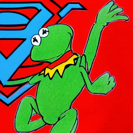 Image similar to Kermit the Frog as Superman