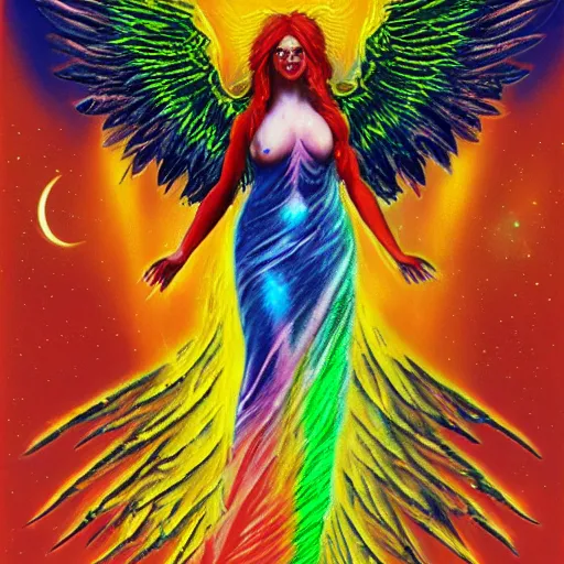 Prompt: rainbow cosmic angel of death