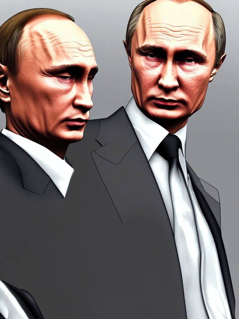 Image similar to portrait of a steel gangster looking like vladimir putin in the style of gta game, 8 k super resolution, photorealistic, golden rule